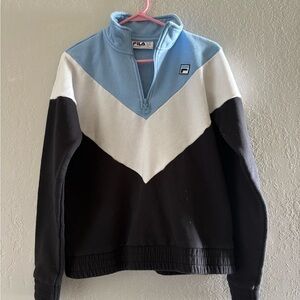 Fila Women's Colorblock Half-Zip Sweatshirt - Blue, White, Black